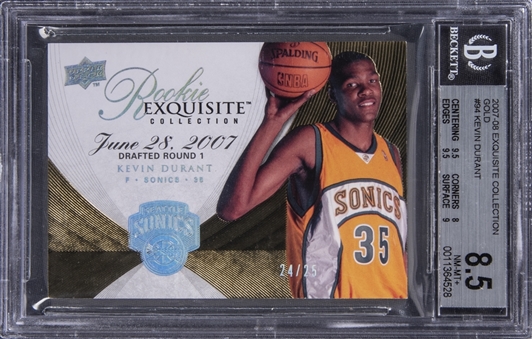 2007-08 UD “Exquisite Collection” Gold #94 Kevin Durant Rookie Card (#24/25) - BGS NM-MT+ 8.5